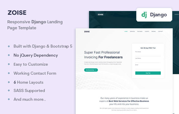 Zoise - Responsive Django Landing Page Template