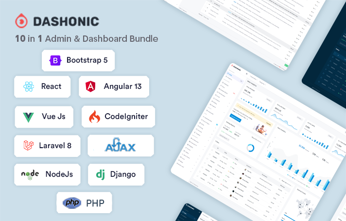 Dashonic - 10 in 1 Mega Bundle Admin & Dashboard Template