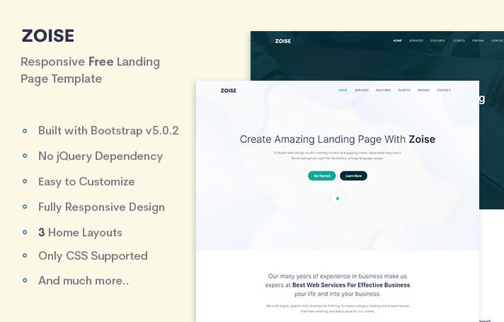 Zoise - Free Bootstrap 5 landing Page Template