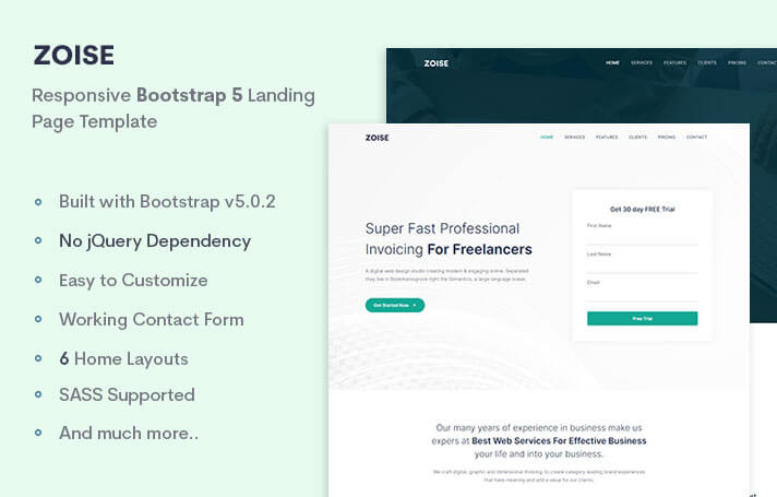 Zoise - Bootstrap 5 Landing Page Template