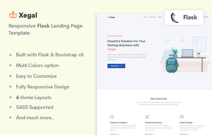 Xegal - Responsive Flask Landing Page Template